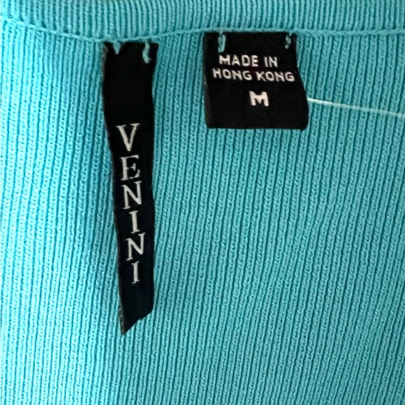 Turquoise Rib Knit Sweater by VENINI SZ M NWOT - Picture 2 of 9